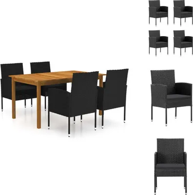 Produktbild von vidaXL 5-tlg. Garten-Essgruppe Schwarz -  Gartenmöbel-Sets