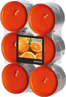 Produktbild von Flavour by GALA 12 "Flavour by GALA" Maxi Duftlichte Ø 58 mm · 24 mm orange - Orange | Schrumpffolie (12 Stück)