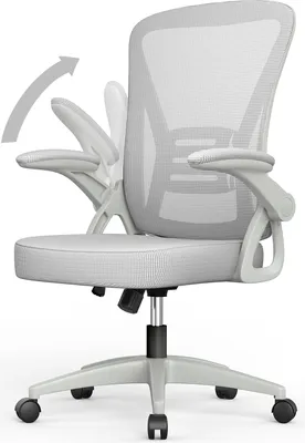 Obrázek produktu pro Kancelářská židle - Ergonomický sedák - Křeslo s 90° sklopnou područkou - Bederní opěrka - Výškově nastavitelná - Šedá