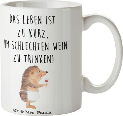 Produktbild von Mr. & Mrs. Panda Kaffeebecher Igel Wein - Weiß - Geschenk, Tasse, Weißwein, Weinglas, Spruch, Kaffeetasse, Lustige Sprüche, Becher, Rotwein, Trinkbecher, Teetasse