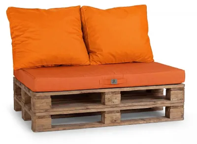 Image de Lot matelas pour palette déhoussable avec assise de 120x80x10cm et dossier Orange