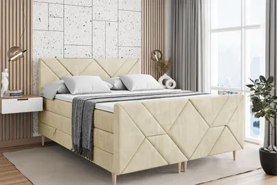 Produktbild von ALTDECOR Boxspringbett mit Holz Füßen, Matratze und Lattenrost, Topper, Fußteil, Polsterbett mit Bettkasten, Bett mit Stauraum H3- und H4- Matratze -BARWA-FD-Z KING-140x200 - Beige Casablanca