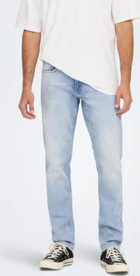 Immagine prodotto di Only & Sons Jeans Weft a vestibilità regolare con chiusura a bottoni nascosta e zip classica in Stoned Washed
