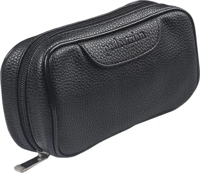 Productafbeelding van INF Draagbaar leren etui voor pijpen - geschikt voor 2 pijpen en accessoires, zwart