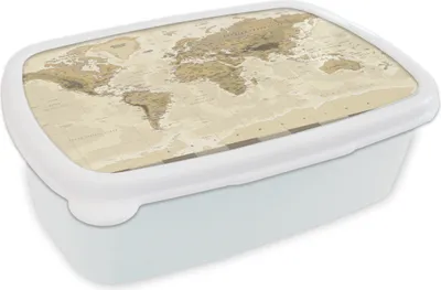 Produktbild von KitchenYeah® Lunchbox Brotzeit Brotdose 17x11 cm Karte - Welt - Jahrgang Kinder Brotzeitdose - Lunch Box - Kinder - Sandwich-Box - Schulbox - Lunch Boxen