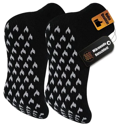 Produktbild von Kuschelsocken Herren warm dick mit Noppen 39-50 Schwarz 1 Paar