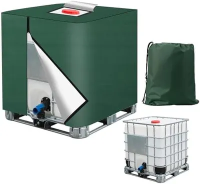 Produktbild von IBC Tank Abdeckung1000L,420D IBC Container Abdeckung,IBC Abdeckung 1000L – UV-Schutzplane , Wetterfest & Staubdicht Mit Aufbewahrungstasche ( 120x100x116 cm) (Grün)
