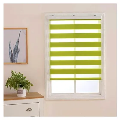 Produktbild von Doppelrollo Klemmfix ohne Bohren 90 cm x 220 cm Duo Rollo, Zebrarollo Seitenzugrollo Easyfix für Fenster und Türen - Grün