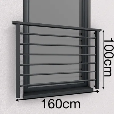 Produktbild von Französisches Balkon-Geländer 160 cm AluLight 7016 matt Anthrazit