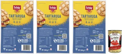 Produktbild von 3x Dr. Schär Gluten Free Tartaruga Italienische Schildkrötebrot,mit Sauerteig,Hirse und Quinoa,Glutenfreies Brot,200g + Italian Gourmet Polpa di Pomodoro 400g Dose