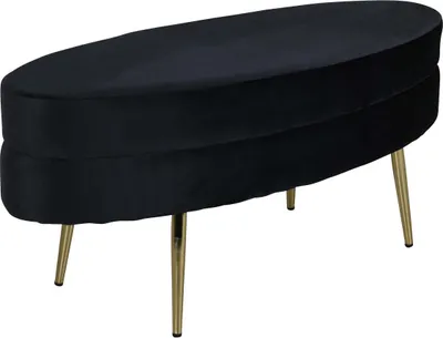 Produktbild von FURNLUX Ottomane Otto Schwarz Und Gold 100cm / Hauptfarbe: Schwarz / Abmessungen: 100 x 40 x 41 cm