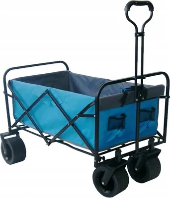 Obrázok produktu pre BDW, Skladací plážový vozík, ručný vozík, prepravný vozík 150L, modrá - sivá, 52x60x92cm