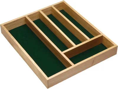 Produktbild von KitchenCraft Besteckkasten aus Holz, Besteckkasten mit Filzauskleidung und 5 Fächern, Größe 36 x 31 cm - Braun