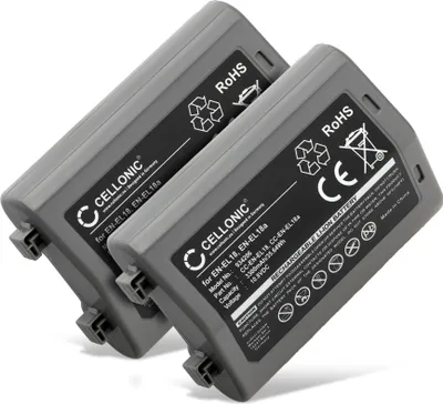 Image de CELLONIC 2x Batterie pour Appareil photo Compatible avec Nikon D850, D5, D810, EN-EL18 - (3300mAh, 10.8V)