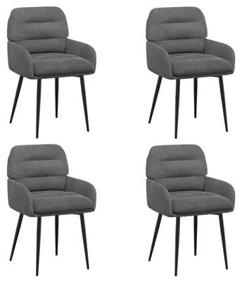 Image de vidaXL - 4 chaises de salle à manger, tissu velours, gris foncé, 59 x 59,5 x 90 cm