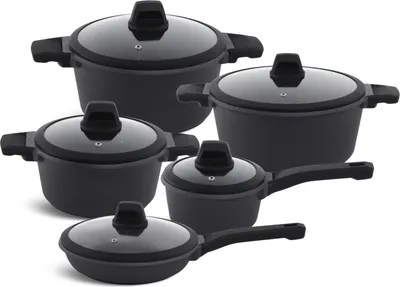 Immagine prodotto di Set di pentole e padelle Edenberg da 10 pezzi, coperchio in vetro, Pentole e padelle rivestite, Set di pentole a induzione | Set di pentole a induzione, Pentole a induzione