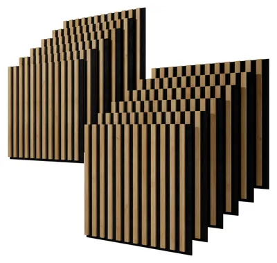 Produktbild von STEGU Linea Acoustic PROline 12er Set Akustikpaneele 60x60,5 cm Schallabsorption MDF Eiche