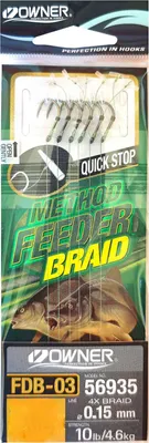 Produktbild von Owner Owner Method Feeder Haken mit 4-Fach geflochtener Schnur (Quick-Stop)