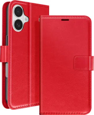 Produktbild von Mayaxess, Apple iPhone 16 Wallet Case Standfunktion mit Handschlaufe, Rot