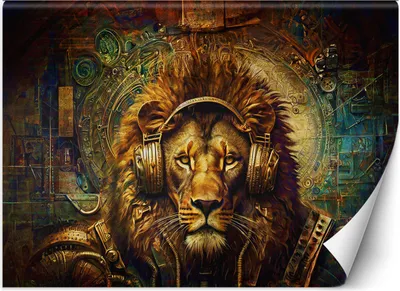 Produktbild von Vlies fototapete Goldener Löwe Abstraktion 300x210 cm Feeby Gold inkl. Kleber einfache Montage