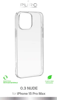 Zdjęcie produktu dla PURO PUIPC15P6703NUDETR, Pokrowiec, Apple, iPhone 15 Pro Max, 17 cm (6.7"), Przezroczysty