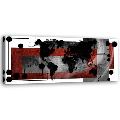 Produktbild von Leinwandbild Abstrakte Weltkarte 90x30 Feeby Grau bild für die wand bereit zum aufhängen