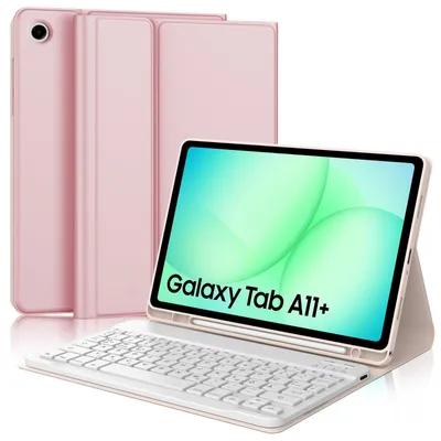 Produktbild von Tastatur Hülle für Galaxy Tab A11 Plus 11 Zoll 2025 QWERTZ Deutsches Bluetooth Abnehmbar Magnetische Tastatur für Galaxy Tab A11+ A9+ Rosa Einfarbig