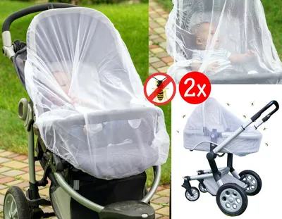 Produktbild von 2x Kinderwagen Insektenschutz Moskitonetz Mückenschutz Mückennetz Universal Netz