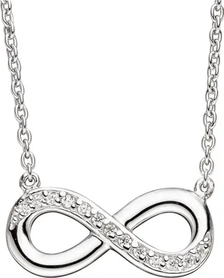 Produktbild von Collier Unendlichkeit Halskette mit Anhänger 925 Silber mit Zirkonia 41 cm
