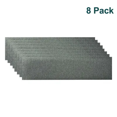 Produktbild von 8er Set YALION 3D PolyurethanWandpaneele 15×60 cm–Komfortabel & Pflegeleicht mit Leinenstoff, Gepolsterte PolyurethanWandverkleidung für DIY, Hellgrau