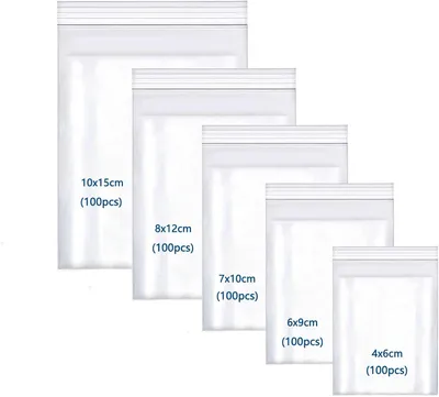 Produktbild von Transparente Plastikbeutel mit Reißverschluss, 500 Stück, wiederverschließbar, für die Aufbewahrung