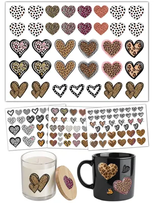 Productafbeelding van Rub-on sticker - Met luipaardhartmotief - Voor decoratie en knutselwerk - Aquarelset