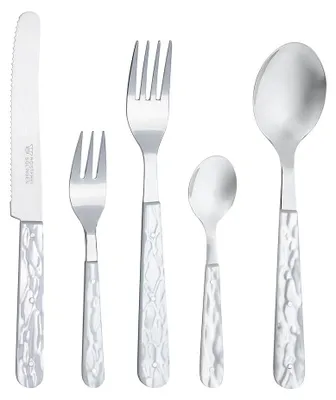Produktbild von RÖR Besteckset Perlmutt Imitat - 5-teilig, Griff aus Kunststoff -  Solingen - 10330-5