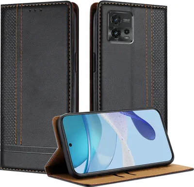 Obrázek produktu pro Pouzdro pro Motorola Moto G72 kožené flipové pouzdro s funkcí stojánku černé