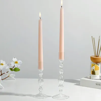 Kerzenhalter-Set aus Glas, 2er-Pack, 16 & 20 cm, modern