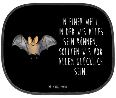 Produktbild von Mr. & Mrs. Panda Sonnenschutz Auto Fledermaus Flügel - Schwarz - Geschenk, saugnapf, Sonnenblende, Lustige Sprüche, autofenster, Fürs