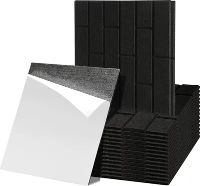Immagine prodotto di Bettizia 18 stuks Pannelli acustici quadrati Piastrelle autoadesive Pannelli acustici fonoassorbenti Pannello murale ad alta densità nero