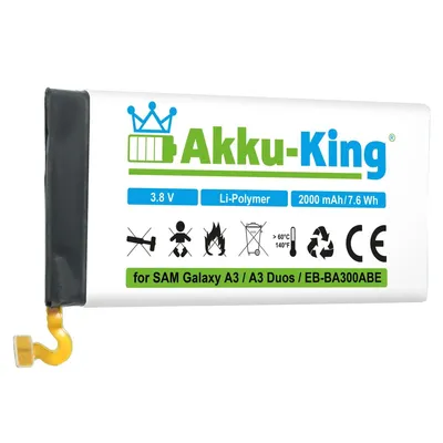Zdjęcie produktu dla Akku-King 20112315, Bateria, Samsung, Czarny, Litowo-polimerowy (LiPo), 1900 mAh, 3,8 V