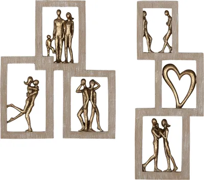 Image de Gilde Wandobjekt, Familie, Herz, Paar, "Zuneigung", Kunstharz, naturfarben, L. 2 cm, B. 22 cm, H. 26 cm 58217 4063387582176 2 Stück (2-fach sortiert)