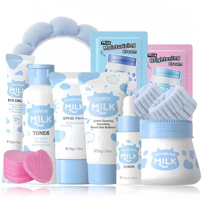 Obrázek produktu pro Sada pro péči o pleť, 11 kusů, obsahující krém, sérum, pleťový tonikum, oční krém, určená pro ženy a dívky