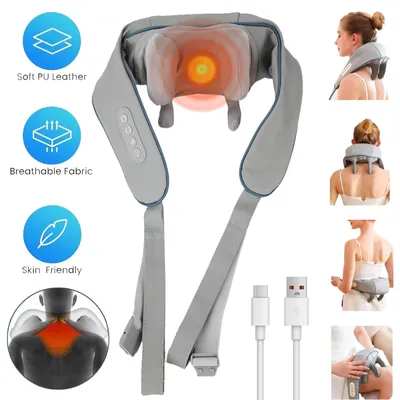 Produktbild von Nackenmassagegerät mit Wärme Kabelloser Shiatsu Massagegerät Rücken Massageger