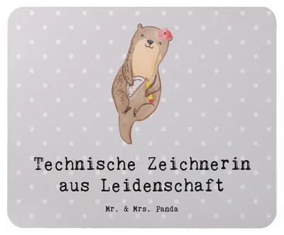 Produktbild von Mr. & Mrs. Panda Mauspad Technische Zeichnerin Leidenschaft - Grau Pastell - Geschenk, Mousepad, computermatte, pc, Mouse Pad, mousematte