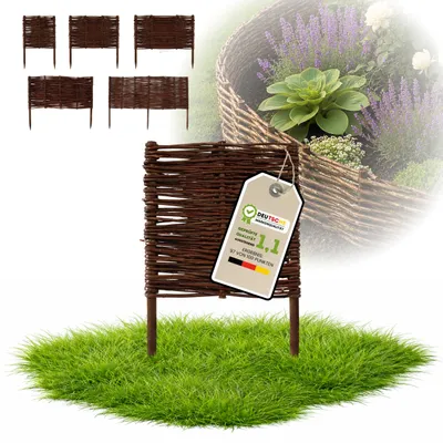 Obrázok produktu pre Floranica 1 kus Vŕbový plot 40 cm x 30 cm – Záhradný plot z vŕbového prútia Palisáda Prírodné oplotenie Ohraničenie záhona