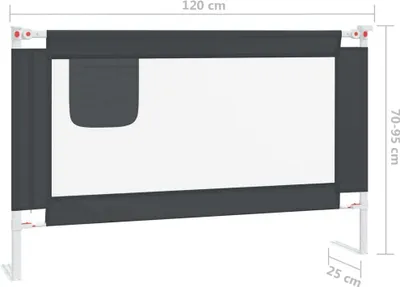Immagine prodotto di vidaXL Protezione letto per bambini grigio scuro 120x25 cm tessuto