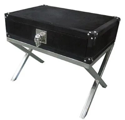 Immagine prodotto di Casa Padrino tavolino con cassetto nero / argento 60 x 40 x h. 50 cm - Mobili Soggiorno