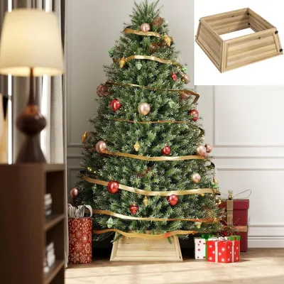 Immagine prodotto di Gonna per albero di Natale 65 x 65 cm Collare per albero di Natale in legno di abete naturale,