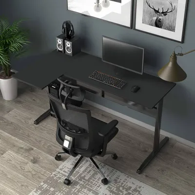 Immagine prodotto di Dmora Scrivania Acua 140x80x75h cm Nero, Angolare Materiale Piano in Legno Nobilitato