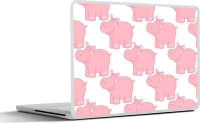 Produktbild von MuchoWow® Laptop Aufkleber Sticker Cover Nilpferd - Rosa - Mädchen - Kind - Muster 25x18 cm - Laptop-Deko