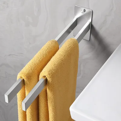 Produktbild von Handtuchhalter Bohren, Edelstahl Handtuchhalter Zweiarmig Wand für Bad Küche, Gebürstet Silber