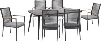 Produktbild von Gartenmöbel-Set - Anthrazit - Grau - Aluminiumgestell - Glasplatte - Olefin